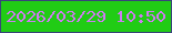 文字の大きさ：5、枠の色：39457a、背景の色：21cc15、文字の色：cf7af1 無料ブログパーツのブログ時計