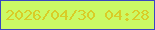文字の大きさ：2、枠の色：3946c2、背景の色：cbf965、文字の色：d8cc27 無料ブログパーツのブログ時計