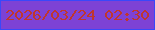文字の大きさ：2、枠の色：3948fa、背景の色：7d42d5、文字の色：bf362e 無料ブログパーツのブログ時計