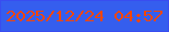 文字の大きさ：4、枠の色：394df0、背景の色：355eee、文字の色：f44606 無料ブログパーツのブログ時計