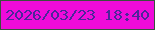 文字の大きさ：5、枠の色：39513e、背景の色：ef0bda、文字の色：4c269a 無料ブログパーツのブログ時計