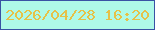 文字の大きさ：2、枠の色：3952a4、背景の色：aef9e8、文字の色：e6c148 無料ブログパーツのブログ時計