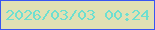 文字の大きさ：3、枠の色：3955f2、背景の色：e1e0b4、文字の色：6edfd0 無料ブログパーツのブログ時計
