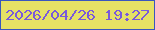 文字の大きさ：3、枠の色：3956bf、背景の色：e6e165、文字の色：7a59db 無料ブログパーツのブログ時計