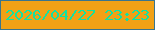 文字の大きさ：4、枠の色：39748e、背景の色：f1a116、文字の色：13e1a2 無料ブログパーツのブログ時計