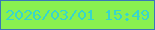文字の大きさ：5、枠の色：3977b8、背景の色：89f050、文字の色：37d6cb 無料ブログパーツのブログ時計