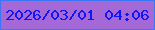 文字の大きさ：4、枠の色：3977f7、背景の色：a469d6、文字の色：1215f6 無料ブログパーツのブログ時計