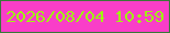 文字の大きさ：5、枠の色：397839、背景の色：f93ec8、文字の色：9ff412 無料ブログパーツのブログ時計