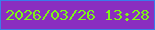 文字の大きさ：2、枠の色：397cea、背景の色：8a2ec0、文字の色：7df517 無料ブログパーツのブログ時計
