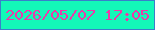 文字の大きさ：4、枠の色：397fca、背景の色：13f8b8、文字の色：eb3aa9 無料ブログパーツのブログ時計