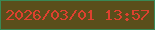 文字の大きさ：2、枠の色：398855、背景の色：5a4e1b、文字の色：dd412f 無料ブログパーツのブログ時計