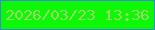 文字の大きさ：1、枠の色：3989d3、背景の色：0cf807、文字の色：9bd66b 無料ブログパーツのブログ時計
