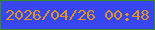 文字の大きさ：3、枠の色：398d1a、背景の色：3846f0、文字の色：db9321 無料ブログパーツのブログ時計