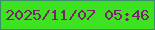 文字の大きさ：5、枠の色：398f6a、背景の色：3de320、文字の色：79236d 無料ブログパーツのブログ時計