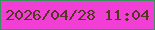 文字の大きさ：5、枠の色：39915e、背景の色：f13fd5、文字の色：543721 無料ブログパーツのブログ時計