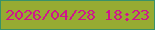 文字の大きさ：4、枠の色：399268、背景の色：96ab32、文字の色：cf168c 無料ブログパーツのブログ時計