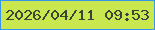 文字の大きさ：4、枠の色：3995ec、背景の色：cae750、文字の色：394432 無料ブログパーツのブログ時計