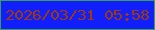 文字の大きさ：2、枠の色：399e56、背景の色：111ffc、文字の色：a23806 無料ブログパーツのブログ時計