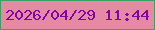 文字の大きさ：4、枠の色：39a164、背景の色：e58aa3、文字の色：8305a6 無料ブログパーツのブログ時計
