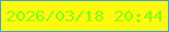 文字の大きさ：4、枠の色：39a2d8、背景の色：fdf810、文字の色：87fe0b 無料ブログパーツのブログ時計