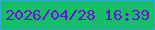 文字の大きさ：5、枠の色：39a4de、背景の色：16bb6c、文字の色：660fdb 無料ブログパーツのブログ時計