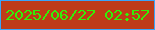 文字の大きさ：2、枠の色：39a5f8、背景の色：be3b18、文字の色：32f007 無料ブログパーツのブログ時計