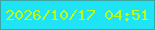文字の大きさ：5、枠の色：39a6a4、背景の色：1ee4f5、文字の色：baff19 無料ブログパーツのブログ時計