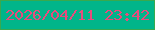 文字の大きさ：4、枠の色：39a94e、背景の色：01b58a、文字の色：e74c7d 無料ブログパーツのブログ時計