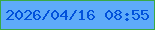 文字の大きさ：4、枠の色：39aa45、背景の色：5eabfa、文字の色：0151db 無料ブログパーツのブログ時計