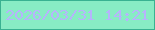 文字の大きさ：1、枠の色：39b291、背景の色：88ecc4、文字の色：b6b4fc 無料ブログパーツのブログ時計