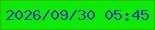 文字の大きさ：5、枠の色：39b602、背景の色：0aec04、文字の色：313cac 無料ブログパーツのブログ時計