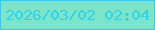 文字の大きさ：3、枠の色：39c8f4、背景の色：7ce4c8、文字の色：29d3f2 無料ブログパーツのブログ時計