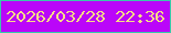 文字の大きさ：4、枠の色：39c9ab、背景の色：ba06f9、文字の色：f5db85 無料ブログパーツのブログ時計