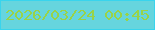 文字の大きさ：4、枠の色：39d4ed、背景の色：66d5de、文字の色：99d348 無料ブログパーツのブログ時計
