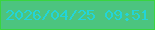 文字の大きさ：2、枠の色：39d53f、背景の色：4cc47f、文字の色：23d4d9 無料ブログパーツのブログ時計