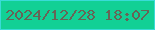 文字の大きさ：2、枠の色：39dbd7、背景の色：12d095、文字の色：676456 無料ブログパーツのブログ時計
