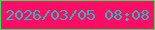 文字の大きさ：3、枠の色：39e062、背景の色：ff0c65、文字の色：1dbec0 無料ブログパーツのブログ時計