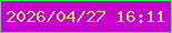 文字の大きさ：3、枠の色：39ec63、背景の色：c700d0、文字の色：b5e16a 無料ブログパーツのブログ時計