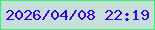 文字の大きさ：3、枠の色：39ee71、背景の色：c6dfda、文字の色：3d02d9 無料ブログパーツのブログ時計