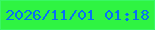 文字の大きさ：1、枠の色：39f765、背景の色：2ff442、文字の色：066ff5 無料ブログパーツのブログ時計