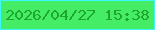 文字の大きさ：2、枠の色：39f7fd、背景の色：45ec66、文字の色：1fa62c 無料ブログパーツのブログ時計