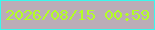 文字の大きさ：5、枠の色：39f9ed、背景の色：bcadb7、文字の色：b3ff24 無料ブログパーツのブログ時計