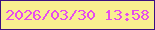 文字の大きさ：5、枠の色：3a0f81、背景の色：f8ee90、文字の色：e64ced 無料ブログパーツのブログ時計