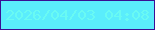 文字の大きさ：2、枠の色：3a0f95、背景の色：5aedfc、文字の色：69faf3 無料ブログパーツのブログ時計