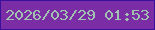 文字の大きさ：2、枠の色：3a119e、背景の色：7b2da6、文字の色：a2c1b0 無料ブログパーツのブログ時計