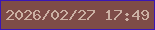 文字の大きさ：3、枠の色：3a16b6、背景の色：7e4c47、文字の色：cbb0a3 無料ブログパーツのブログ時計