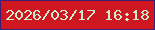 文字の大きさ：5、枠の色：3a1e75、背景の色：ce1720、文字の色：ceedd1 無料ブログパーツのブログ時計