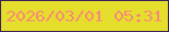 文字の大きさ：3、枠の色：3a205b、背景の色：e5de2c、文字の色：f88b75 無料ブログパーツのブログ時計
