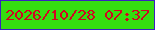 文字の大きさ：4、枠の色：3a20c0、背景の色：35dd10、文字の色：d20322 無料ブログパーツのブログ時計