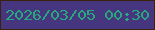 文字の大きさ：2、枠の色：3a220d、背景の色：45367f、文字の色：28a87d 無料ブログパーツのブログ時計
